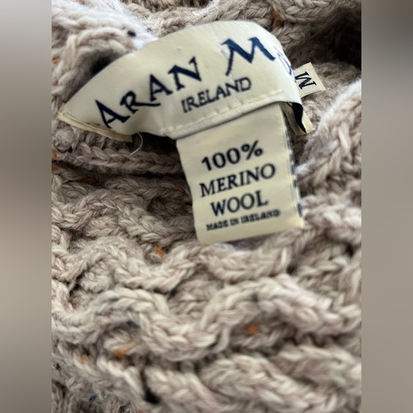 Aran Mor Ireland Hand Knit Cowl Neck Chunky Merino Wool Sweater S/M - Picture 5 of 10